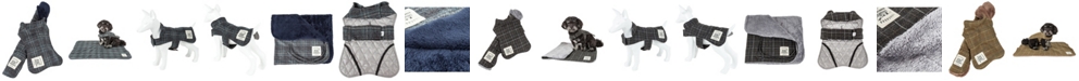 Touchdog 2-in-1 Windowpane Plaided Dog Jacket with Matching Reversible Dog Mat